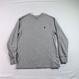 Polo by Ralph Lauren Gray Long Sleeve V-Neck Shirt